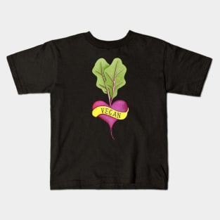 VEGAN HEART BEAT - Watercolor Version - Traditional Tattoo Style Kids T-Shirt